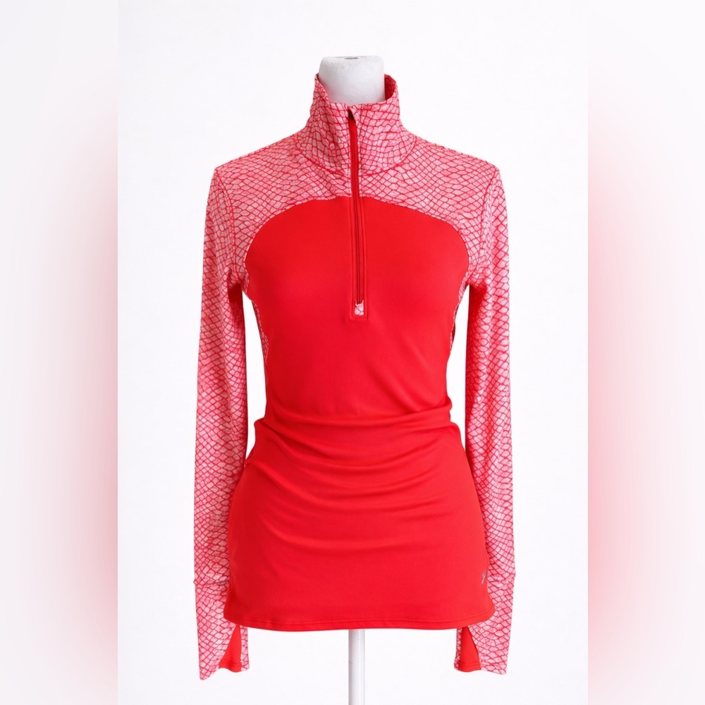 Under Armour Red Quarter Zip Performance Top | Fish Scale Print | Size Small